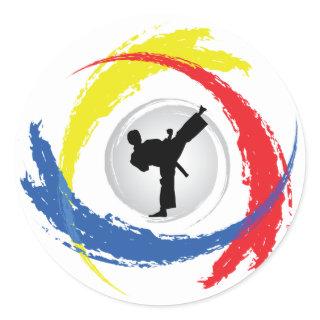 Karate Tricolor Emblem Classic Round Sticker