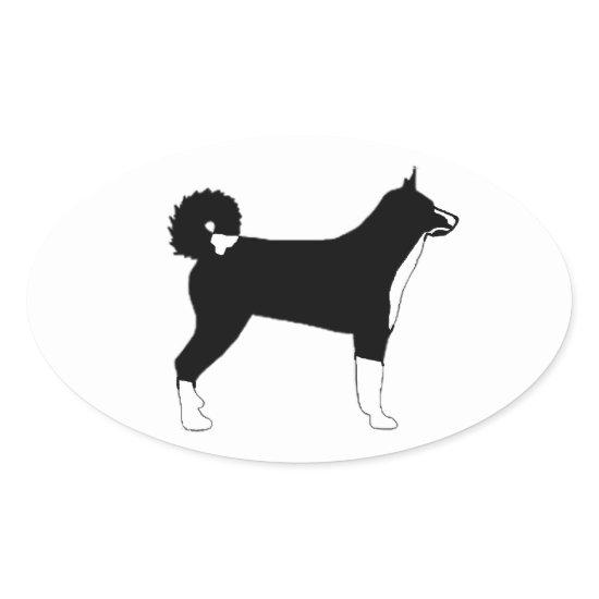 karelian bear dog color silhouette oval sticker