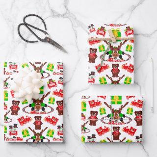 Kasky Cute Christmas Reindeer With Christmas Train  Sheets