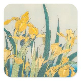 Katsushika Hokusai - Grasshopper and Iris Square Sticker