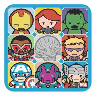 Kawaii Avengers Vs Ultron Pattern Square Sticker