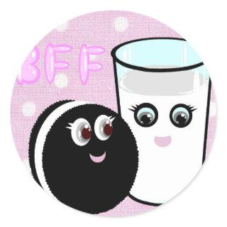 Kawaii best friends forever milk and cookie BFF Classic Round Sticker