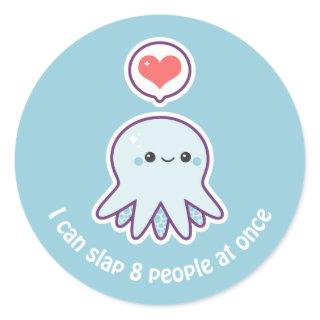 Kawaii Blue Octopus Classic Round Sticker