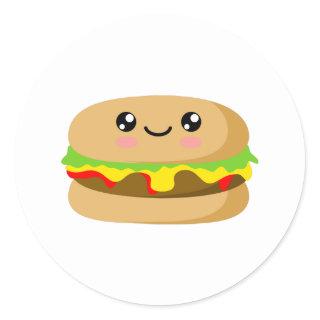 Kawaii Burger Classic Round Sticker