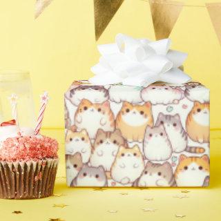 Kawaii Chubby Cartoon Cats With Hearts