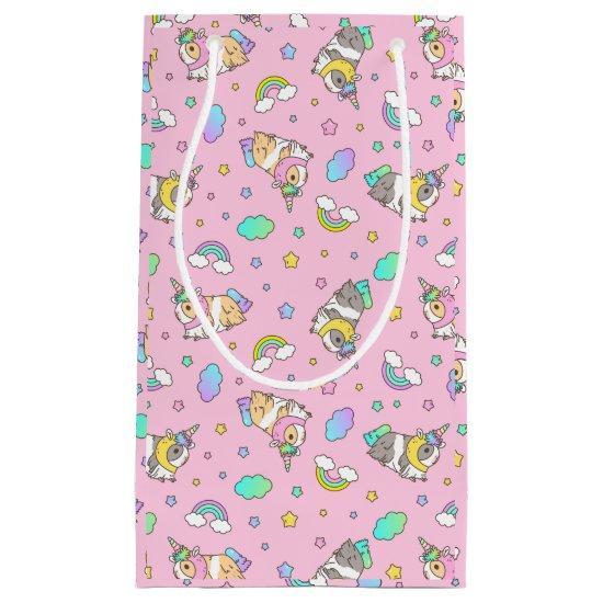 Kawaii Guinea Pig Unicorn Pattern in Pink Small Gift Bag