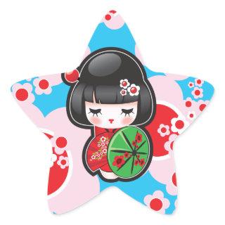 Kawaii Kokeshi Doll Star Sticker