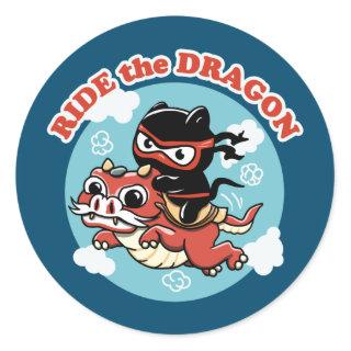 Kawaii Ninja Cat | Ride The Dragon Classic Round Sticker