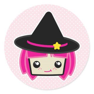 Kawaii Pink Haired Witch Stickers