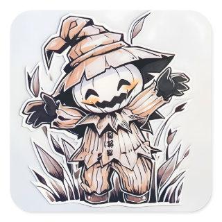 Kawaii Scarecrow 01 Square Sticker