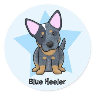 Kawaii Star Blue Heeler Classic Round Sticker