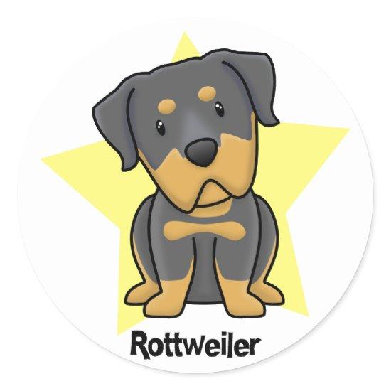 Kawaii Star Rottweiler Classic Round Sticker