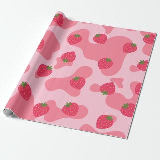 kawaii strawberry cow pattern