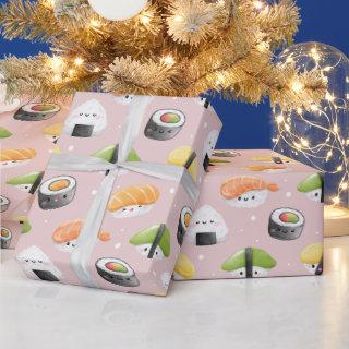 kawaii sushi rolls, sushi pattern
