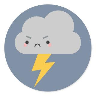 Kawaii Thunder & Lightning Cloud Classic Round Sticker