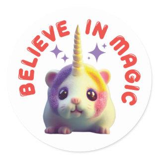 Kawaii Unicorn Hamster Believe In Magic Sticker