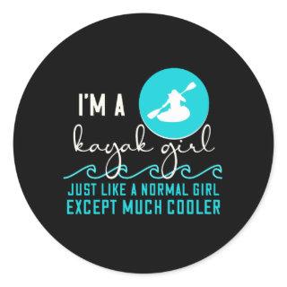Kayak Girl Classic Round Sticker