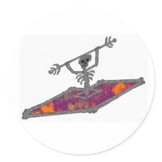 Kayak Gravity Bones Classic Round Sticker