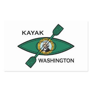 Kayak Washington State Flag Rectangular Sticker