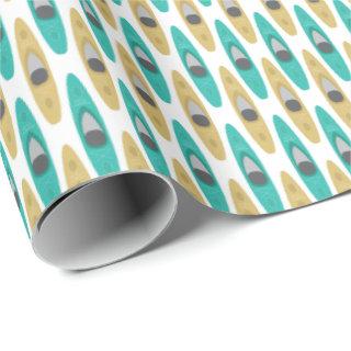 Kayaking Blue Beige Boat Pattern