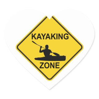 Kayaking Zone Road Sign Heart Sticker