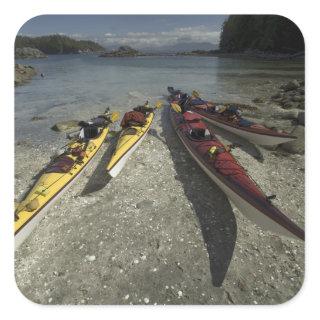Kayaks on Dicebox Island, Broken Island Group, Square Sticker