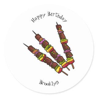 Kebab or kabob cartoon illustration classic round sticker