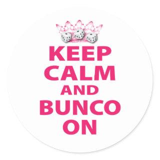 Keep Calm and Bunco On Design Classic Round Sticker