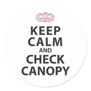 KEEP CALM AND CHECK CANOPY CLASSIC ROUND STICKER