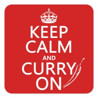 Keep Calm and Curry On Square Sticker