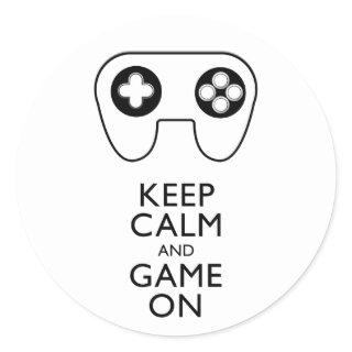 KEEP CALM AND GAME ON - Game pad Classic Round Sticker