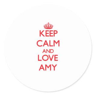 Keep Calm and Love Amy Classic Round Sticker