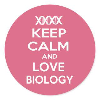 Keep Calm and Love Biology Classic Round Sticker