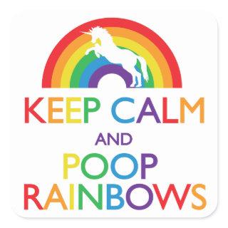 Keep Calm and Poop Rainbows Unicorn Square Sticker