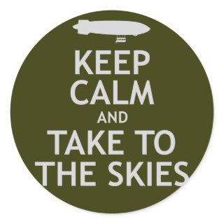 Keep Calm and Take to the Skies Classic Round Sticker