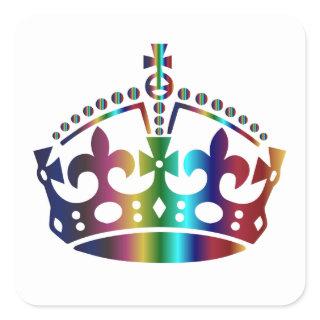 Keep Calm Colours Crown - Change background Square Sticker