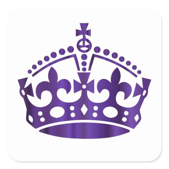 Keep Calm Purple Crown - Change background Square Sticker