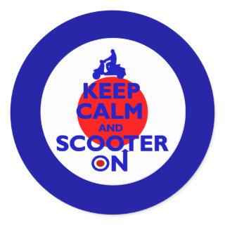 Keep Calm Scooter on Mod target Classic Round Sticker