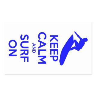 Keep Calm & Surf On Rectangular Sticker