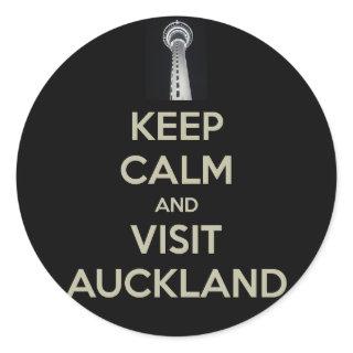 keep calm visit auckland classic round sticker
