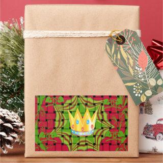 Keep It Simple: Bold Golden Red Woven Floral print Rectangular Sticker
