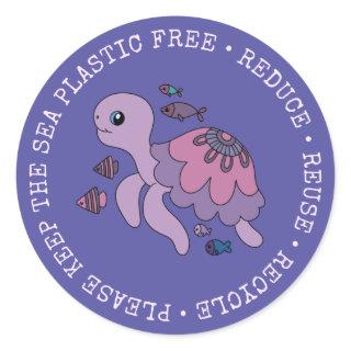 Keep the Sea Plastic Free Turtle Classic Round Sticker
