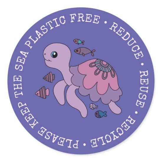 Keep the Sea Plastic Free Turtle Classic Round Sticker