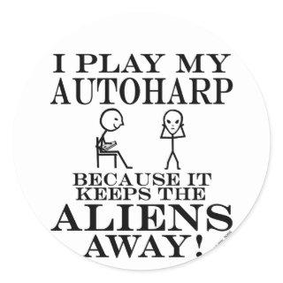 Keeps Aliens Away Autoharp Classic Round Sticker