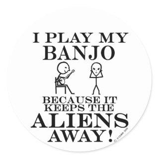 Keeps Aliens Away Banjo Classic Round Sticker
