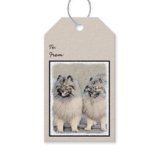 Keeshond Brothers Painting - Original Dog Art Gift Tags