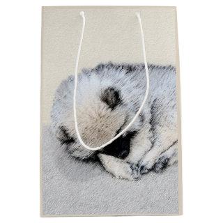 Keeshond Sleeping Puppy Painting Original Dog Art Medium Gift Bag