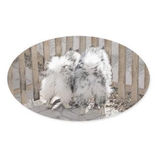 Keeshonds at the Gate Painting - Original Dog Art Oval Sticker