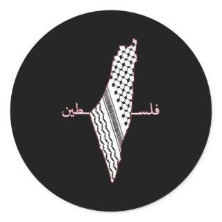 Keffiyeh Palestine Map Arabic Scarf Shemagh Palest Classic Round Sticker