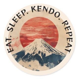 Kendo Eat Sleep Repeat Mount Fuji  Classic Round Sticker